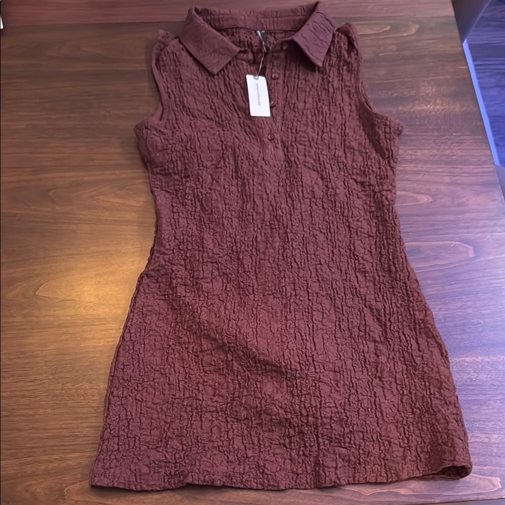 Anthropologie Sleeveless Brown Textured Dress